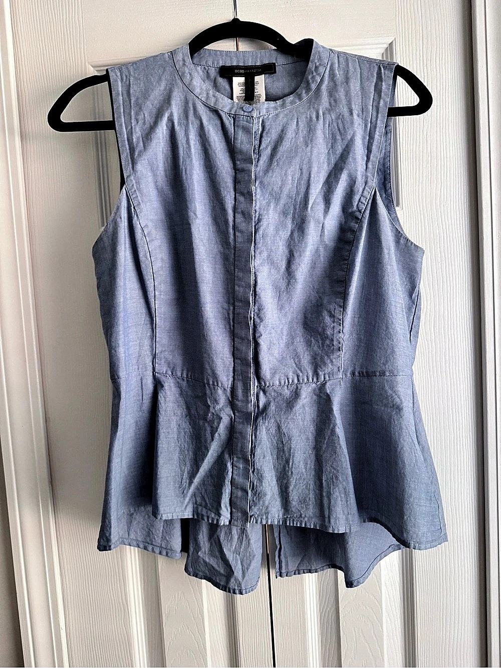 BCBGMAXAZRIA Blue Cotton Sleeveless Tunic Size Large